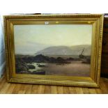 19TH CENTURY OIL PAINTING OF JERSEY BAY BY CHARLES F DRAPER 23.5" X 35.5"