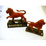 2 BOOTH'S GIN LION FIGURES