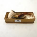 ARAB HEAD MEERSCHAUM PIPE WITH STAND APPROX L: 5"