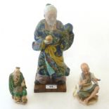 ORIENTAL FIGURE H: 10" AND 2 ORIENTAL FIGURES H: 4.25"