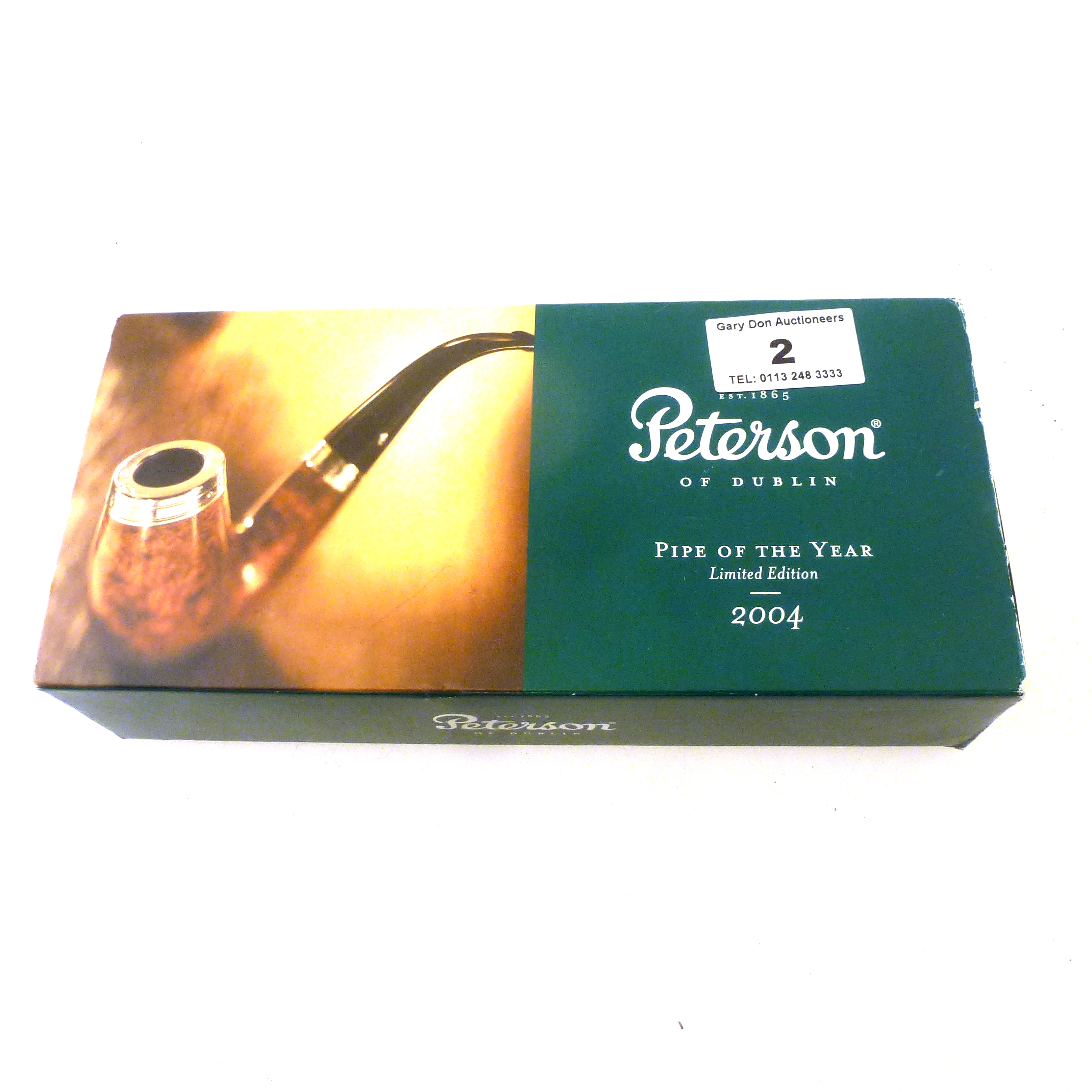 BOXED PETERSON PIPE OF THE YEAR LIMITED EDITION 2004 PIPE 321/1000 WITH SILVER RIMS