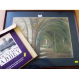 SIGNED PICTURE OF FOUNTAINS ABBEY CELLARIUM BY 'WHONE' 1989 13.25" X 18.5" WITH SIGNED FOUNTAINS