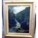 PAINTING OF A WATERFALL BY J.B. SMITH 11.5" X 13.5"
