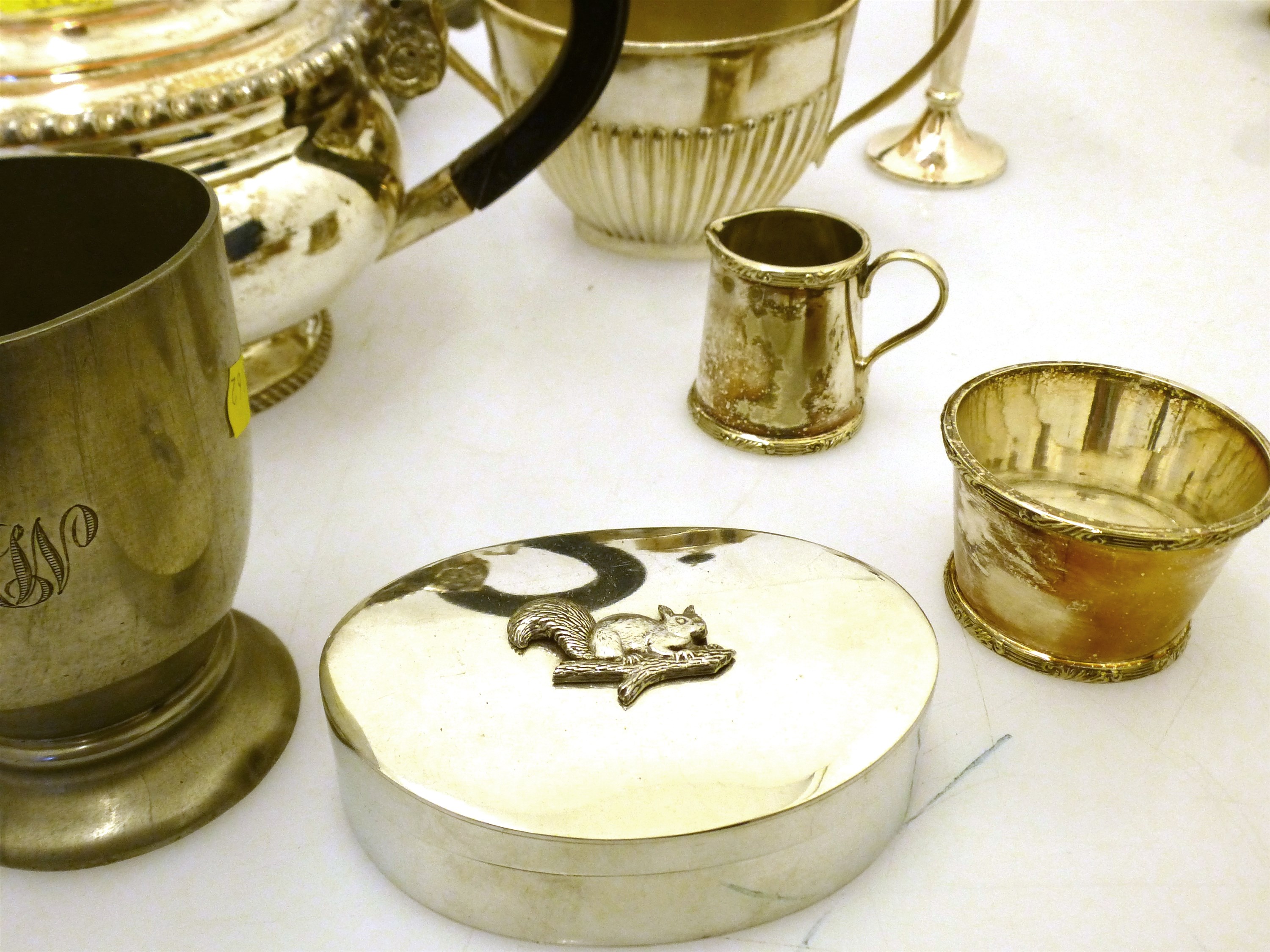 QUANTITY OF ASSORTED PLATED WARE AND BRASS CANDLESTICKS - Image 3 of 7