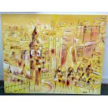 LONDON SKYLINE PAINTING BY ON CANVAS BY NATALIE HEWITSON 40" X 50"