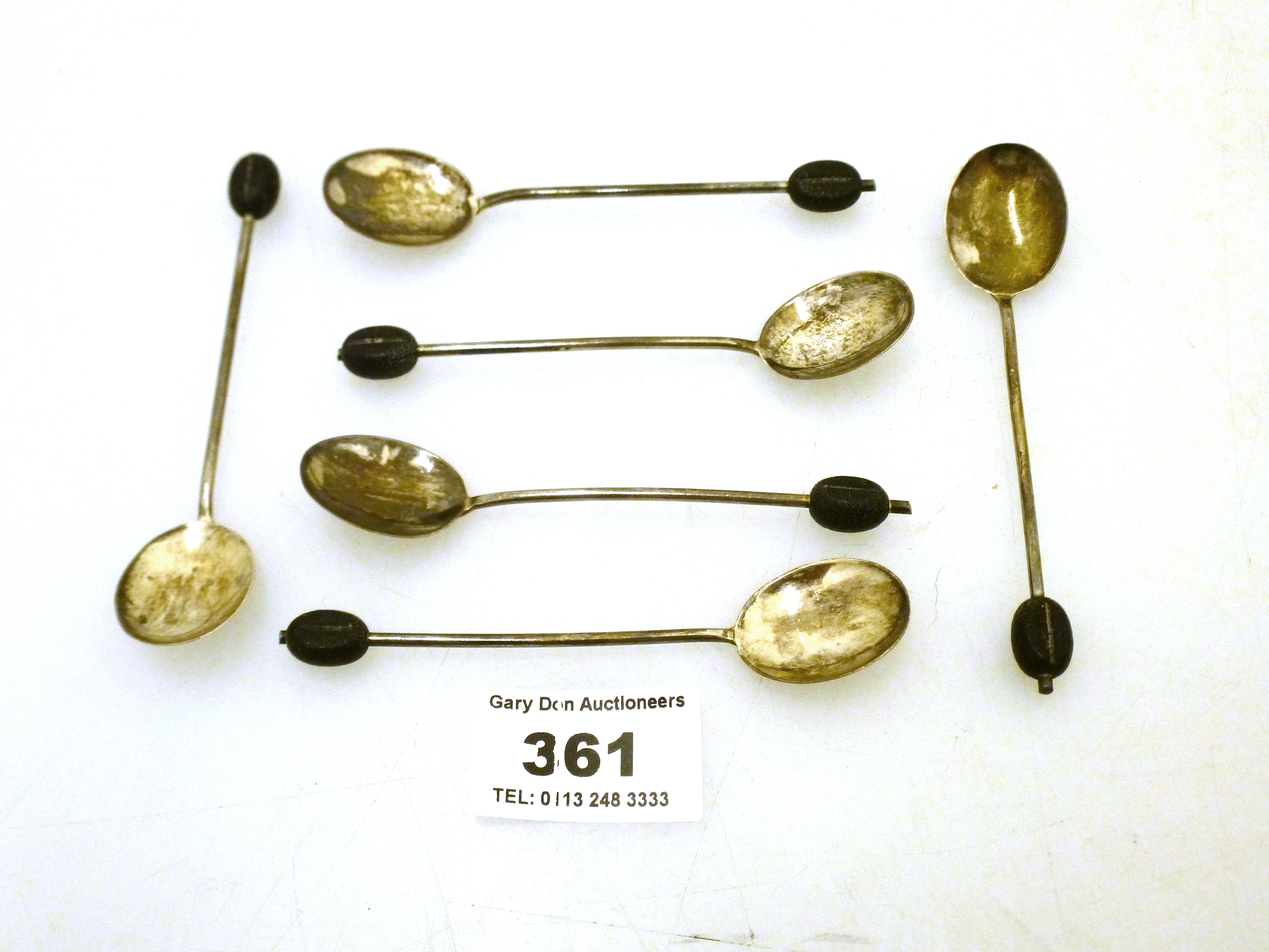 SET OF 6 SILVER COFFEE BEAN SPOONS TOTAL WEIGHT: 1 OZT