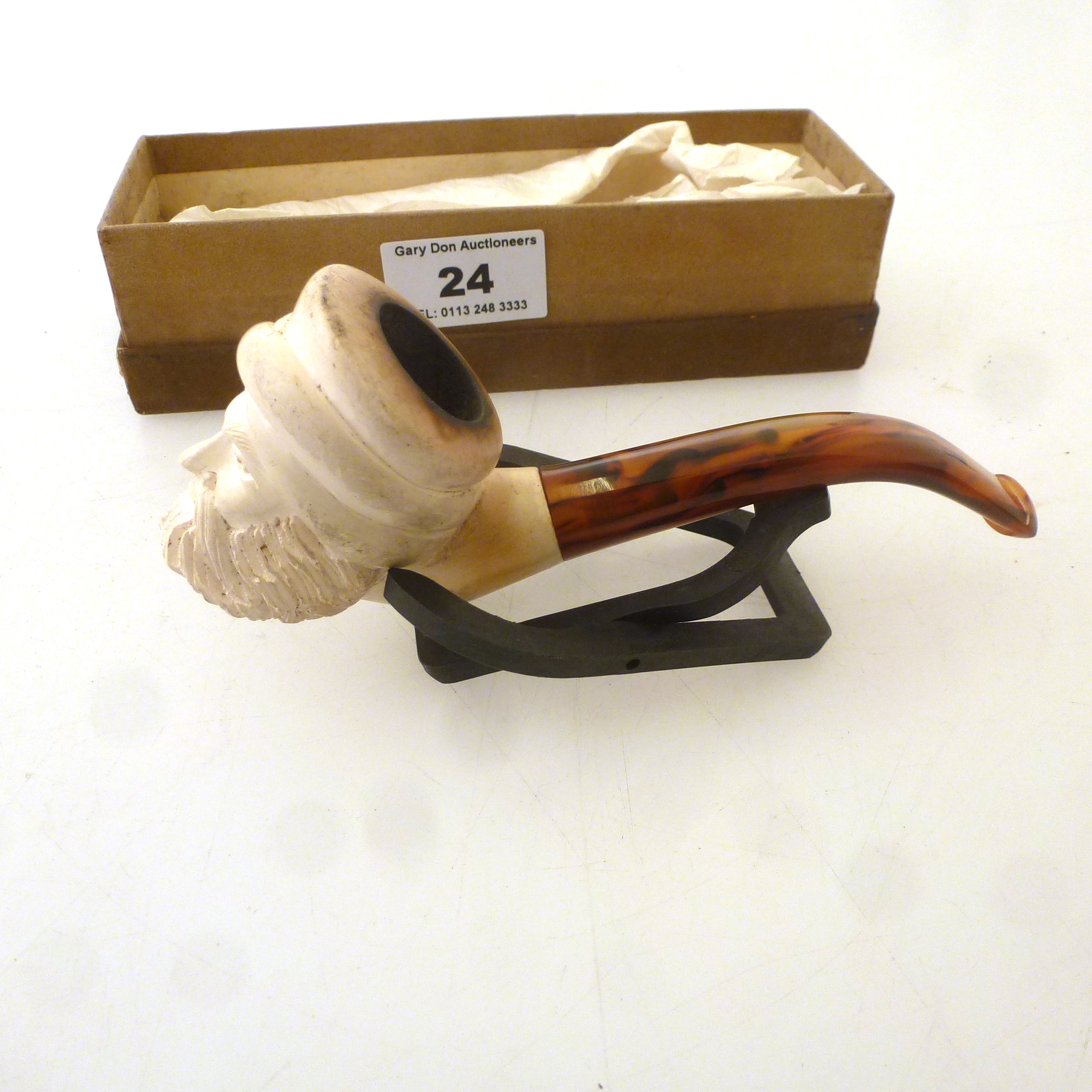 ARAB HEAD MEERSCHAUM PIPE WITH STAND APPROX L: 5" - Image 2 of 3