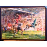 OIL PAINTING OF NEWCASTLE UTD VS MAN UTD BY DEXTER BROWN 65" X 85"