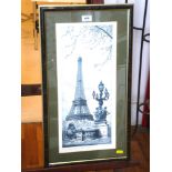 SIGNED EIFFEL TOWER PICTURE 18.5" X 8.5"