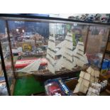 LARGE MODEL CUTTY SARK BOAT IN DISPLAY CASE