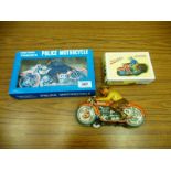 3 TIN MOTORCYCLES (2 BOXED)