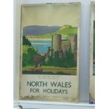 LMS NORTH WALES FOR HOLIDAYS TRAVEL POSTER THE CONWAY ESTUARY BY NORMAL WILKINSON R.I.40" X 24.75"