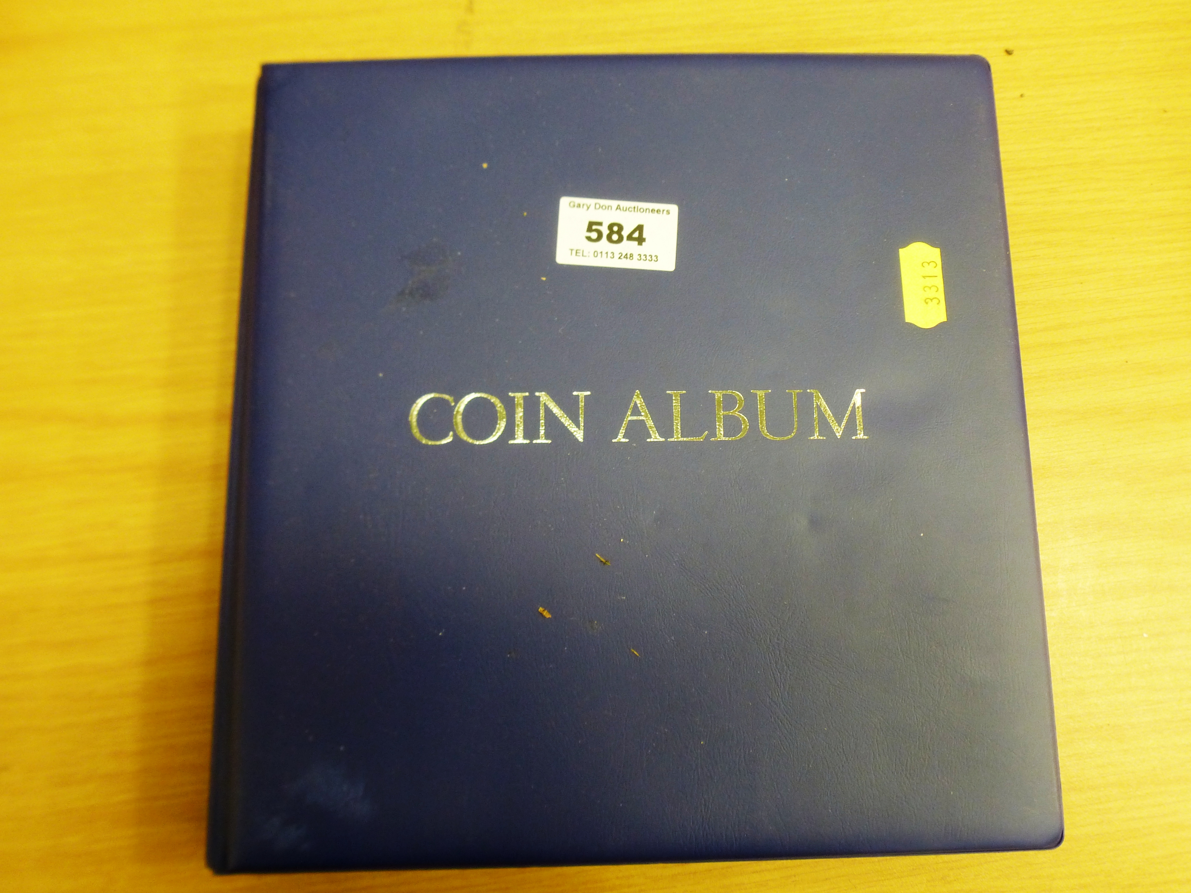COIN ALBUM OF ASSORTED COINS AND BANK NOTES MOSTLY UK INCLUDING SILVER COINAGE AND 1890 CROWN