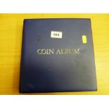 COIN ALBUM OF ASSORTED COINS AND BANK NOTES MOSTLY UK INCLUDING SILVER COINAGE AND 1890 CROWN