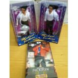 2 MICHAEL JACKSON DOLLS AND A MICHAEL JACKSON OUTFIT