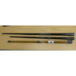 3 SILVER BANDED CONDUCTORS BATONS L: 17.25" - 20.25"