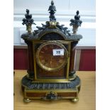 JAPY FRERES MARBLE AND BRASS MANTLE CLOCK 14" X 10.5" X 5.5"