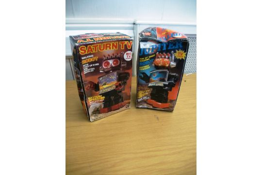 2 BOXED TV SCREEN ROBOTS - JUPITER AND SATURN - Image 1 of 6