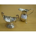 SILVER JUG AND SMALL TWIN HANDLED DISH TOTAL W: 2.9 OZT