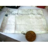ROYAL LETTERS PATENT PRIVY SEAL WITH DOCUMENT - KING WILLIAM IV TO THOMAS DE LA RUE 1832 GRANTED
