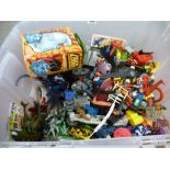 BOX OF ASSORTED FIGURES AND ACCESSORIES INCLUDING BOXED ROCK ROLLER, ROCK LORDS, ALIEN ETC