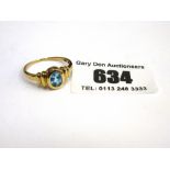 9K GOLD BLUE STONE RING W: 2.1G