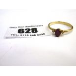 9K GOLD RED STONE RING W:1.6G