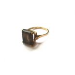 9K GOLD BROWN STONE RING TOTAL W: 2.9G SIZE: M