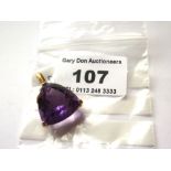 9K GOLD PURPLE STONE PENDANT