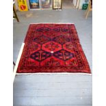LARGE RED PERSIAN RUG 88" X 71"