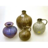 2 KRIES WESEL JUGS, KRIES WESEL VASE AND A DAVID FRY VASE