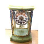 ONYX AND CLOISONNE MANTLE CLOCK 11" X 7.25" X 6"