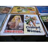 8 ASSORTED FILM POSTERS - SHUDDER/CHAINED WOMEN, HOUSE OF WHIPCORD, THE BROOD, THE DEVILS, THE FURY,