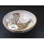 BIRD DECORATED ART POTTERY DISH H: 2.25" X 4.75"