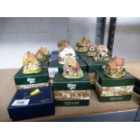 12 ASSORTED BOXED LILLIPUT LANE COTTAGES AND A BOXED CAPREDONI DARTINGTON CRYSTAL PAPERWEIGHT