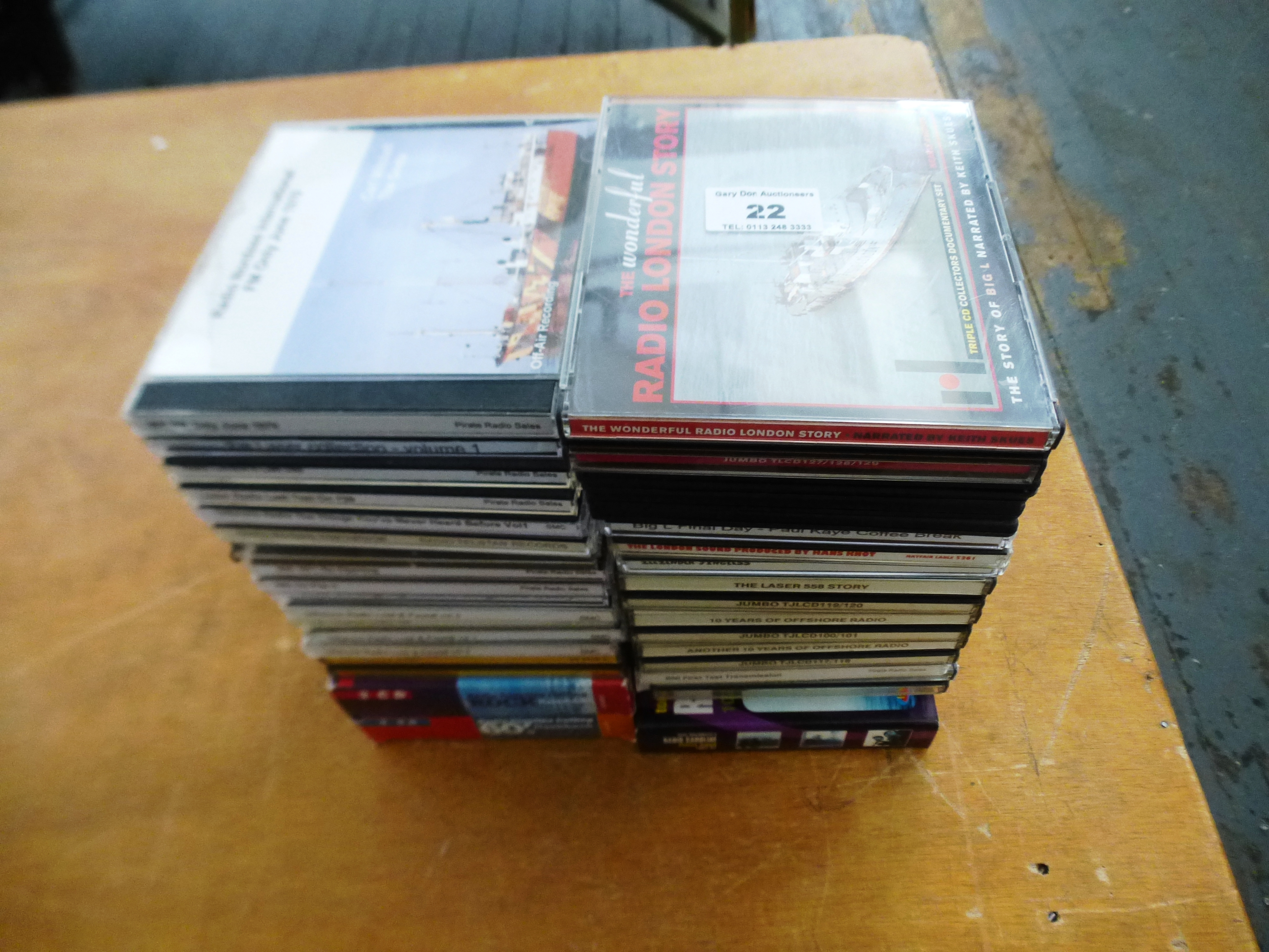 QUANTITY OF ASSORTED PIRATE RADIO CDS AND BOX SETS INCLUDING RADIO CAROLINE, OFFSHORE RADIO LOST AND