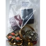 BAG OF ASSORTED COSTUME JEWELLERY INCLUDING KENNETH JAY LANE, SILVER RING AND EARRINGS