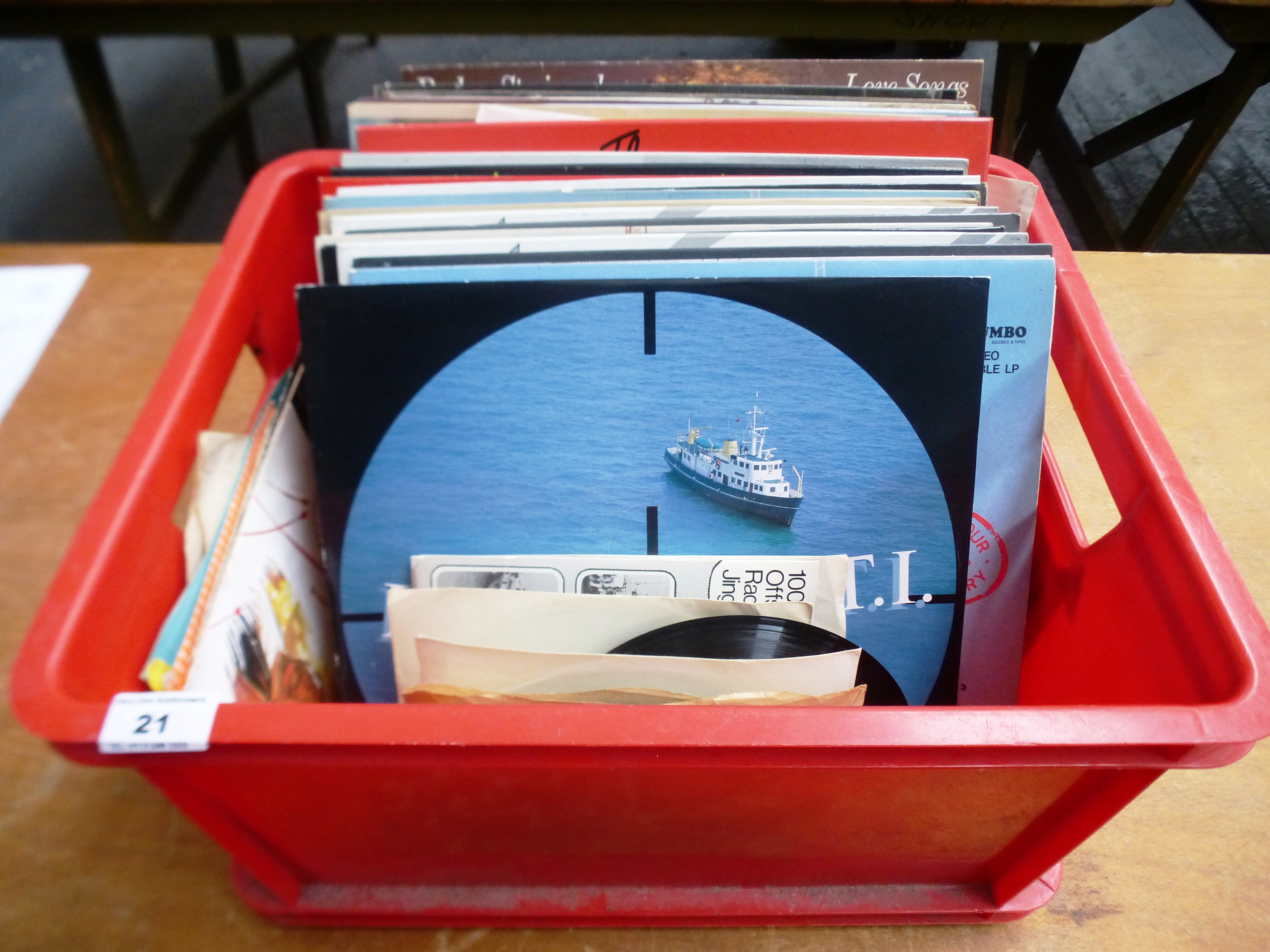 QUANTITY OF ASSORTED PIRATE RADIO RECORDS INCLUDING THE RADIO CAROLINE STORY, I SPY FOR THE D.T.I,