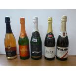 5 BOTTLES OF ASSORTED SPARKLING WINE AND CIDER INCLUDING HARDYS