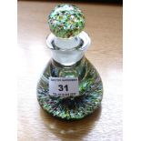 GLASS PAPERWEIGHT/BOTTLE SIGNED 'DH' H: 5"