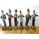 SET OF 6 CAPODIMONTE BRITISH CAVALRY OFFICERS FIGURES INCLUDING OFFICER OF THE 7TH QUEENS OWN