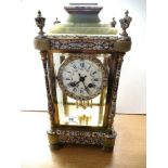 S. MARTI ONYX AND CLOISONNE MANTLE CLOCK 13.5" X 7" X 6"