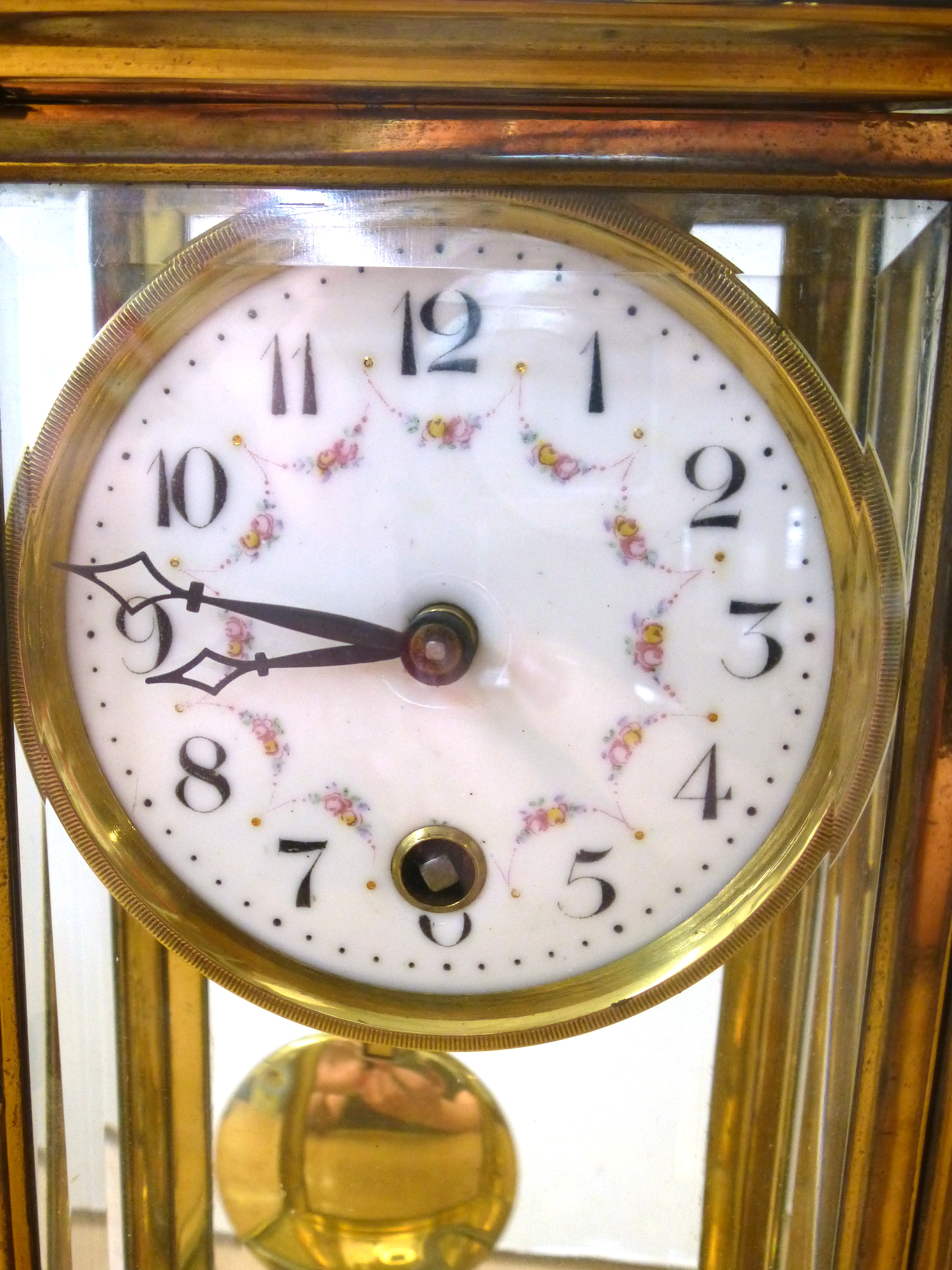 BRASS AND GLASS MANTLE CLOCK PRESENTED TO MR JAMES COLES BY ST. PETERS CRICKET CLUB ON THE - Image 2 of 5