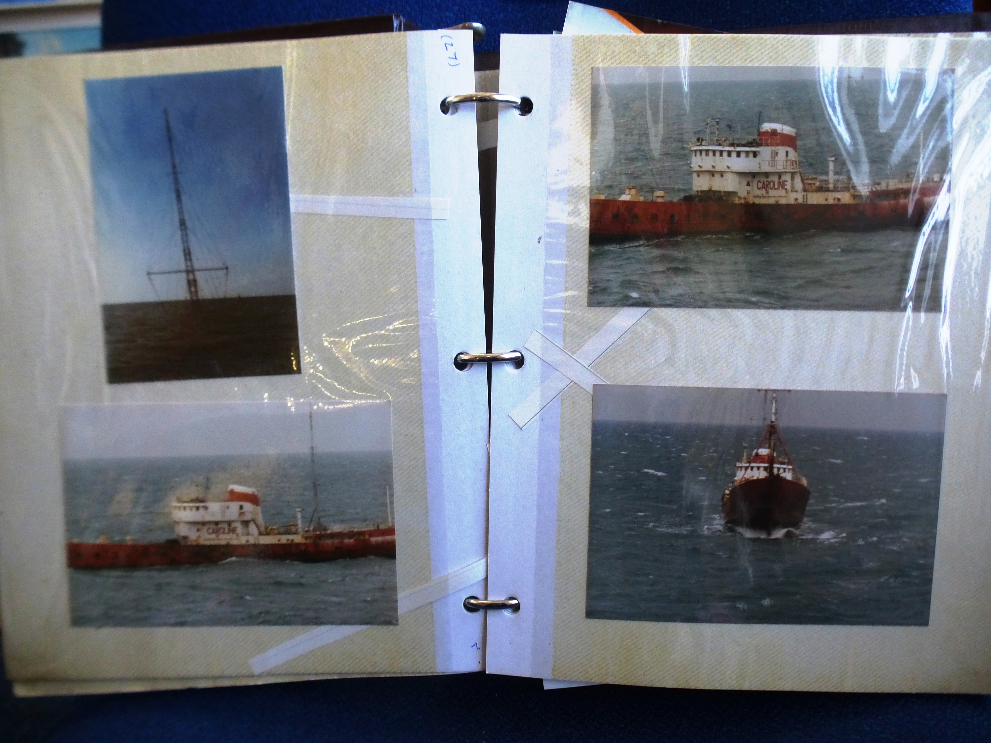 RADIO CAROLINE PHOTOGRAPH ALBUM WITH PHOTOGRAPHS OF THE SHIP, INTERIOR, DJS, EQUIPMENT, MAINTENANCE, - Image 4 of 28