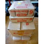 QUANTITY OF BOXED PYREX WARE - 6 350ML SOUP BOWLS, 6 15CM SAUCERS, 16CM ROUND PLATES, 6 250ML CUPS