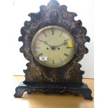 HENRY JACOB ALLIS, BATH STREET, BRISTOL WOODEN MANTLE CLOCK WITH MOTHER OF PEARL DECORATION 17" X