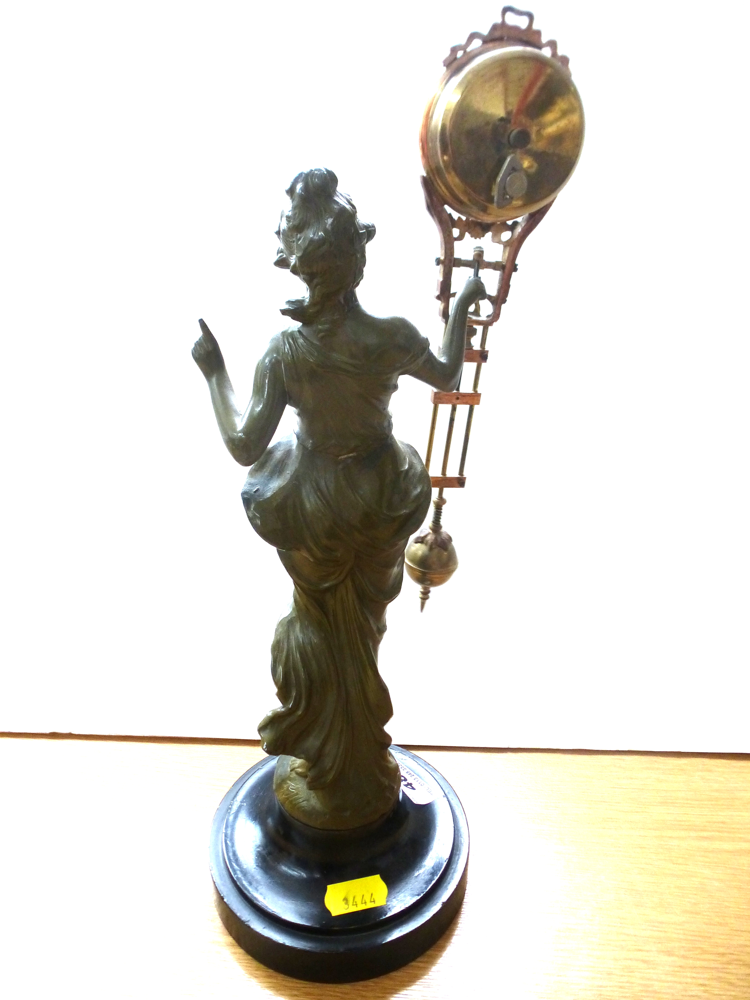 LADY FIGURE PENDULUM CLOCK H: 13.5" - Image 6 of 6