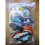 BAG OF 34 ASSORTED PIRATE RADIO PIN BADGES - MOSTLY RADIO CAROLINE