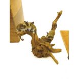 BOXED AUSTRALIAN WOOD CARVED POSSUM FIGURE H: 8"