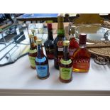 8 ASSORTED BOTTLES OF ALCOHOL - DAMSON GIN, RASPBERRY VODKA, GLAYVA, HARVEYS SHERRY, TIA MARIA AND